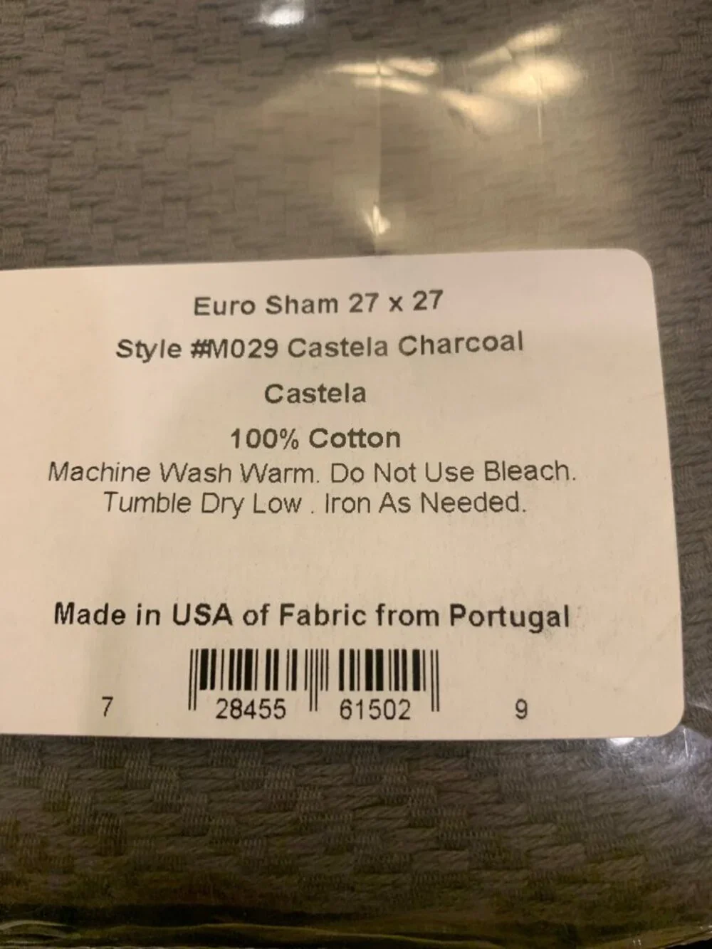 Matouk Euro European Sham Castela Charcoal Gray Cotton New!